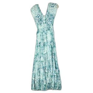 Miss June Paris Tiered Maxi Dress One Size Flutter Sleeve Viscose Boho